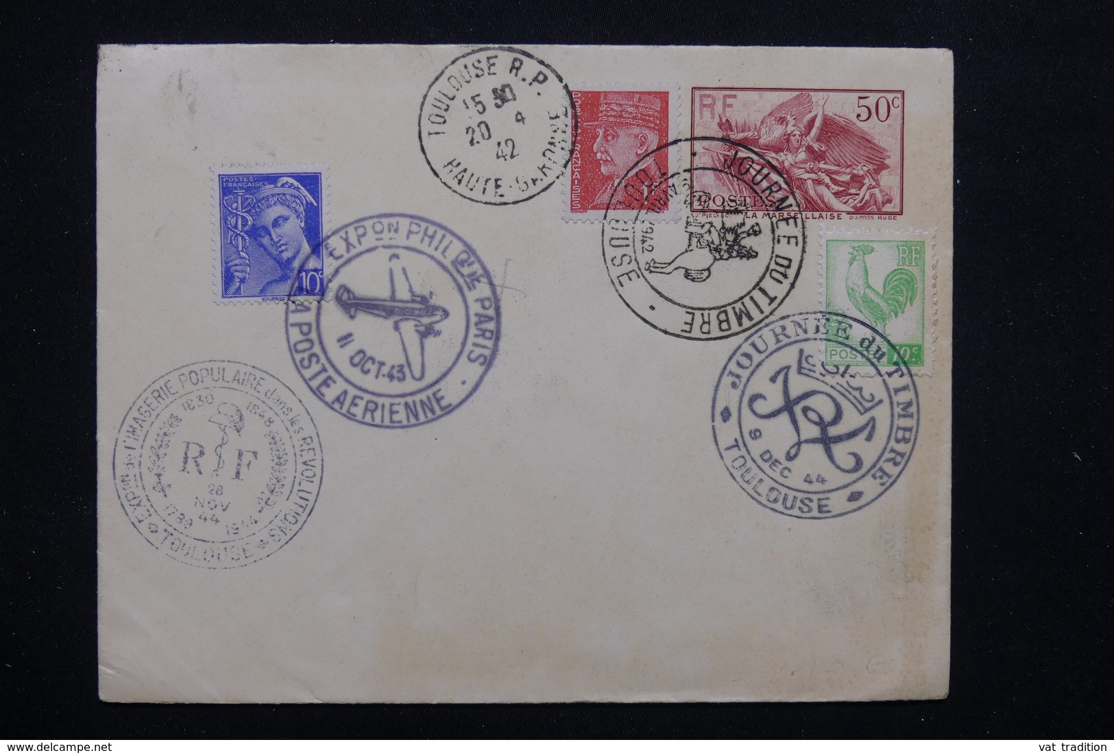 FRANCE - Entier Postal ( Marseillaise ) Avec Plusieurs Cachets Commémoratifs De 1942/1944 - L 22572 - Standard Covers & Stamped On Demand (before 1995)