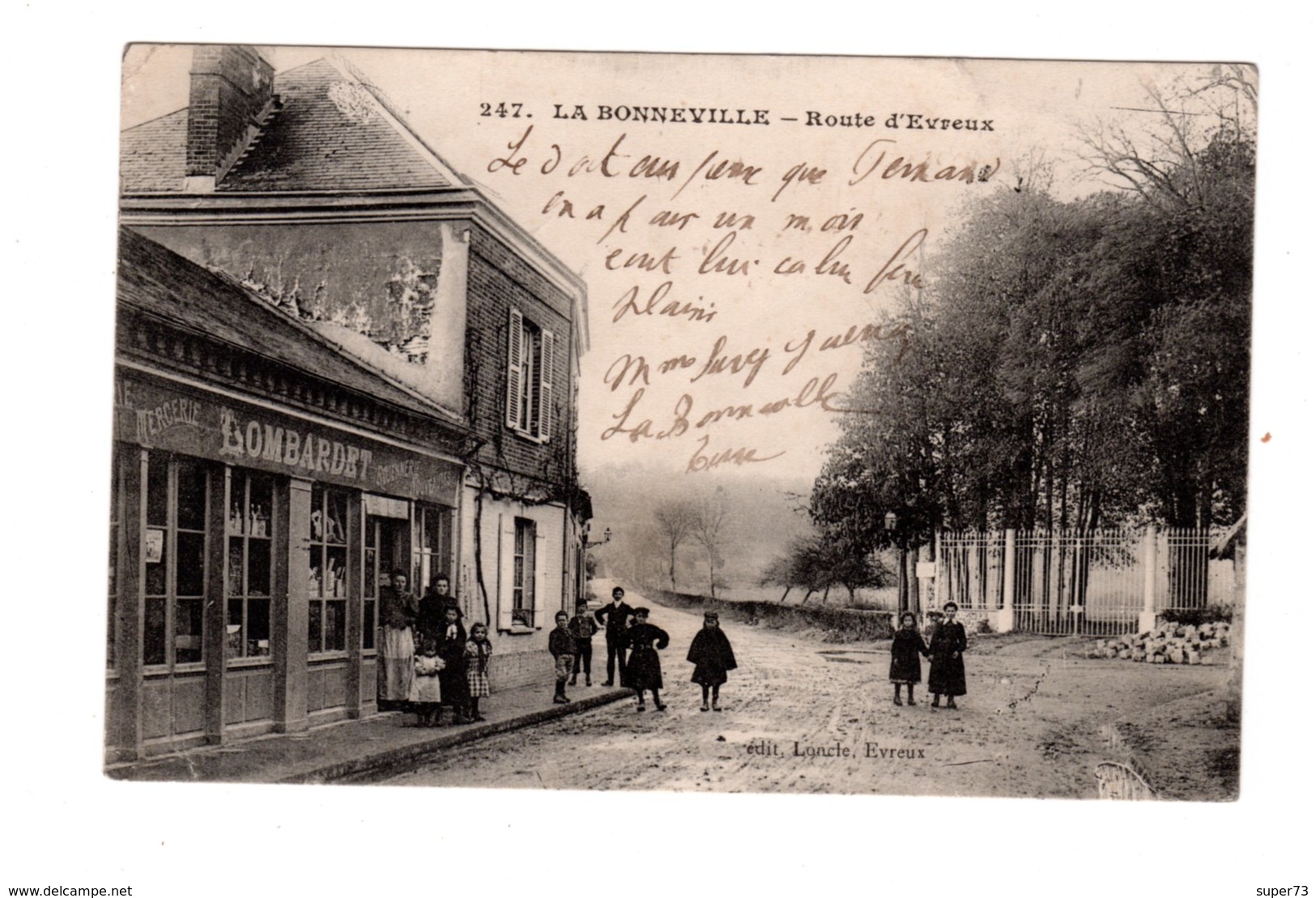 CPA 27 - La Bonneville - Route D'Evreux , Mercerie Lombardet - Autres & Non Classés