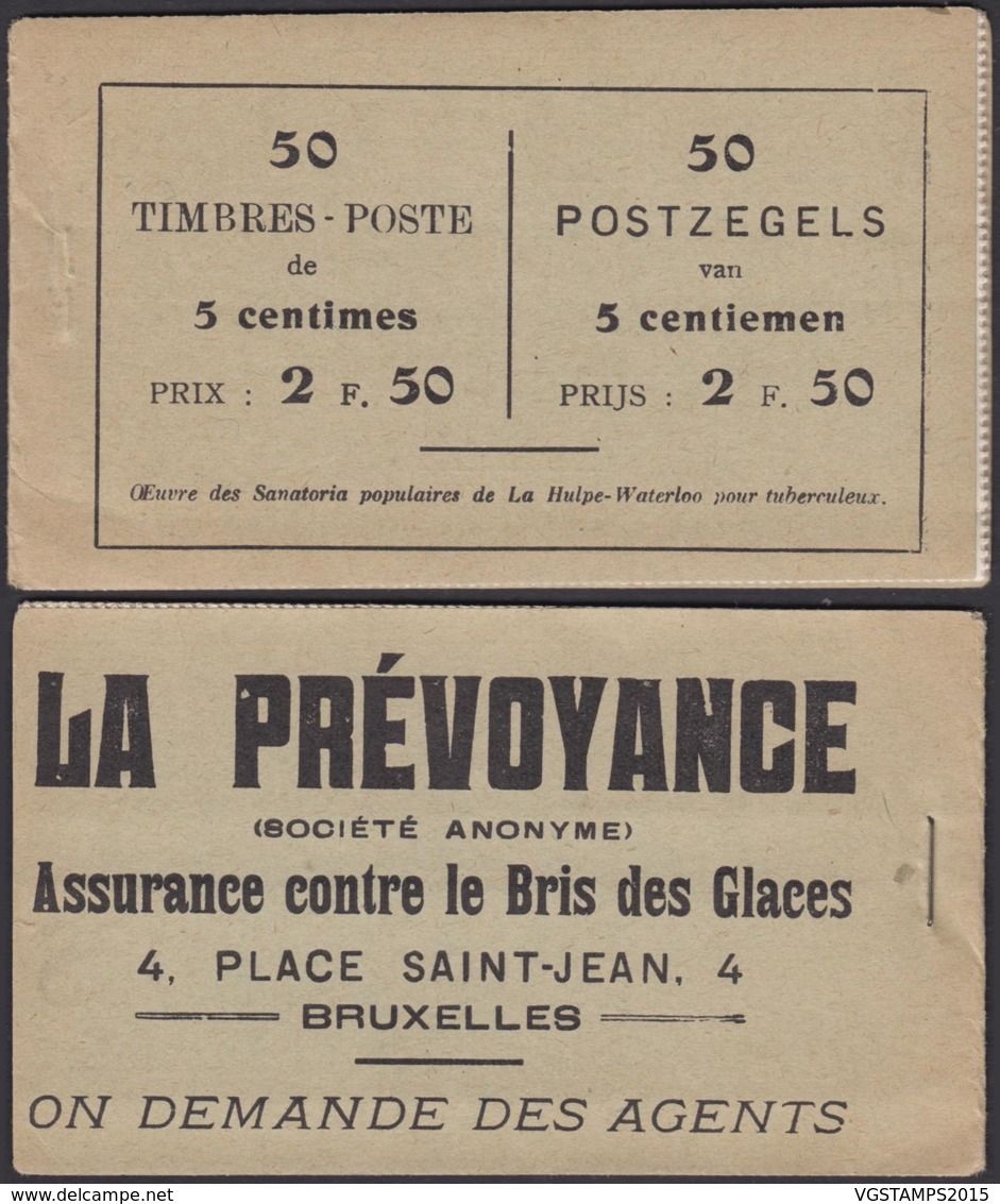 BELGIQUE  1914 CARNET A 13 D(a) COUVERTURE SANS Nº "LA PREVOYANCE" COTE 375 €(DD) DC-2149 - 1907-1941 Oude [A]