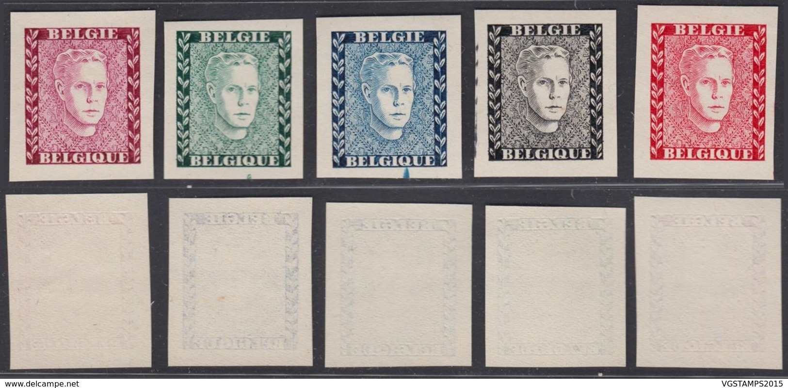 BELGIQUE 1947 ESSAIS DU PRINCE CHARLES TYPE SANS VALEURS COULEURS NON ADOPTES   (DD) DC-2159 - Essais & Réimpressions