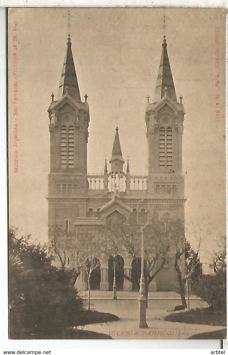 ARGENTINA SAN FERNANDO IGLESIA PARROQUIAL DORSO SIN DIVIDIR - Argentina