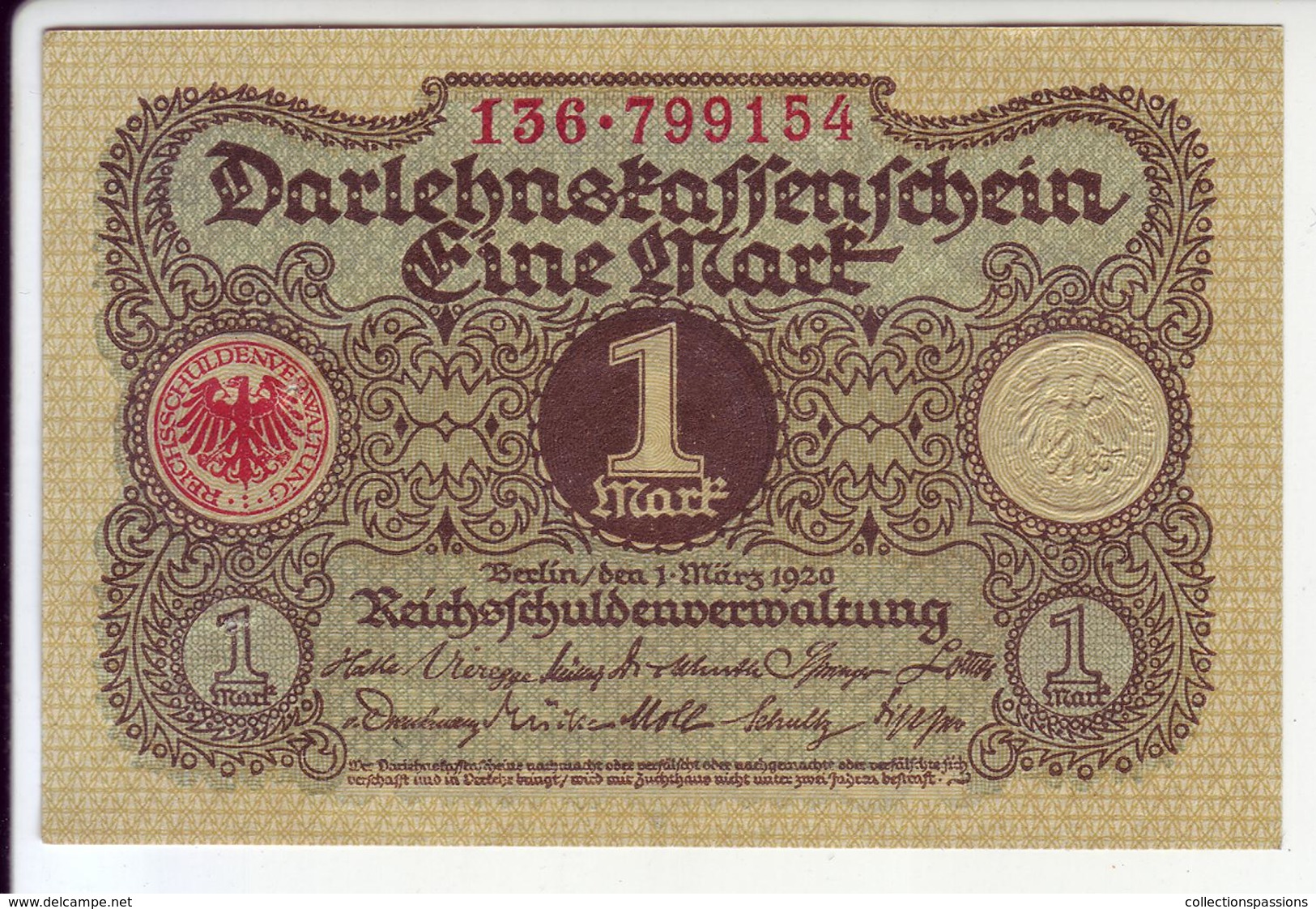 ALLEMAGNE - Billet De 1 Mark. 1920. Pick: 58. SPL - 1 Mark