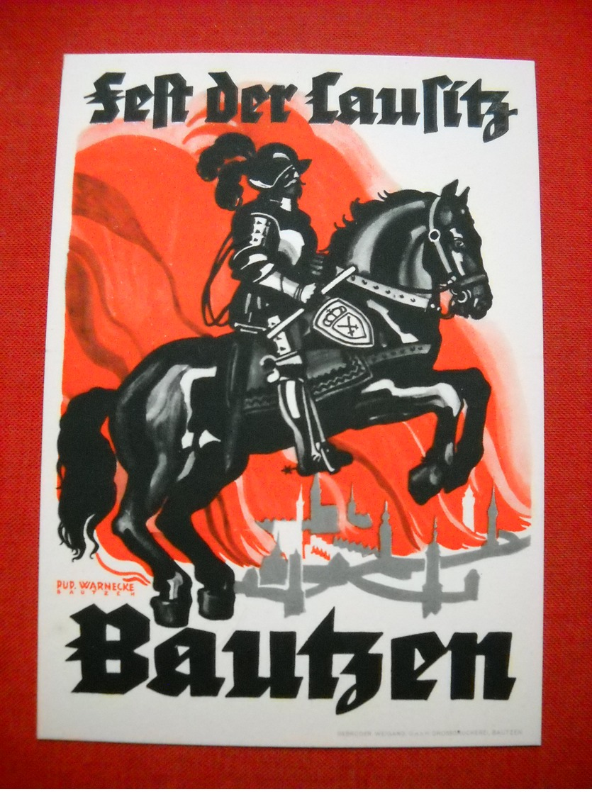 Color-Karte "Fest Der Lausitz In Bautzen 1935" , Mit SSt. "Görlitz 1941" - Briefe U. Dokumente