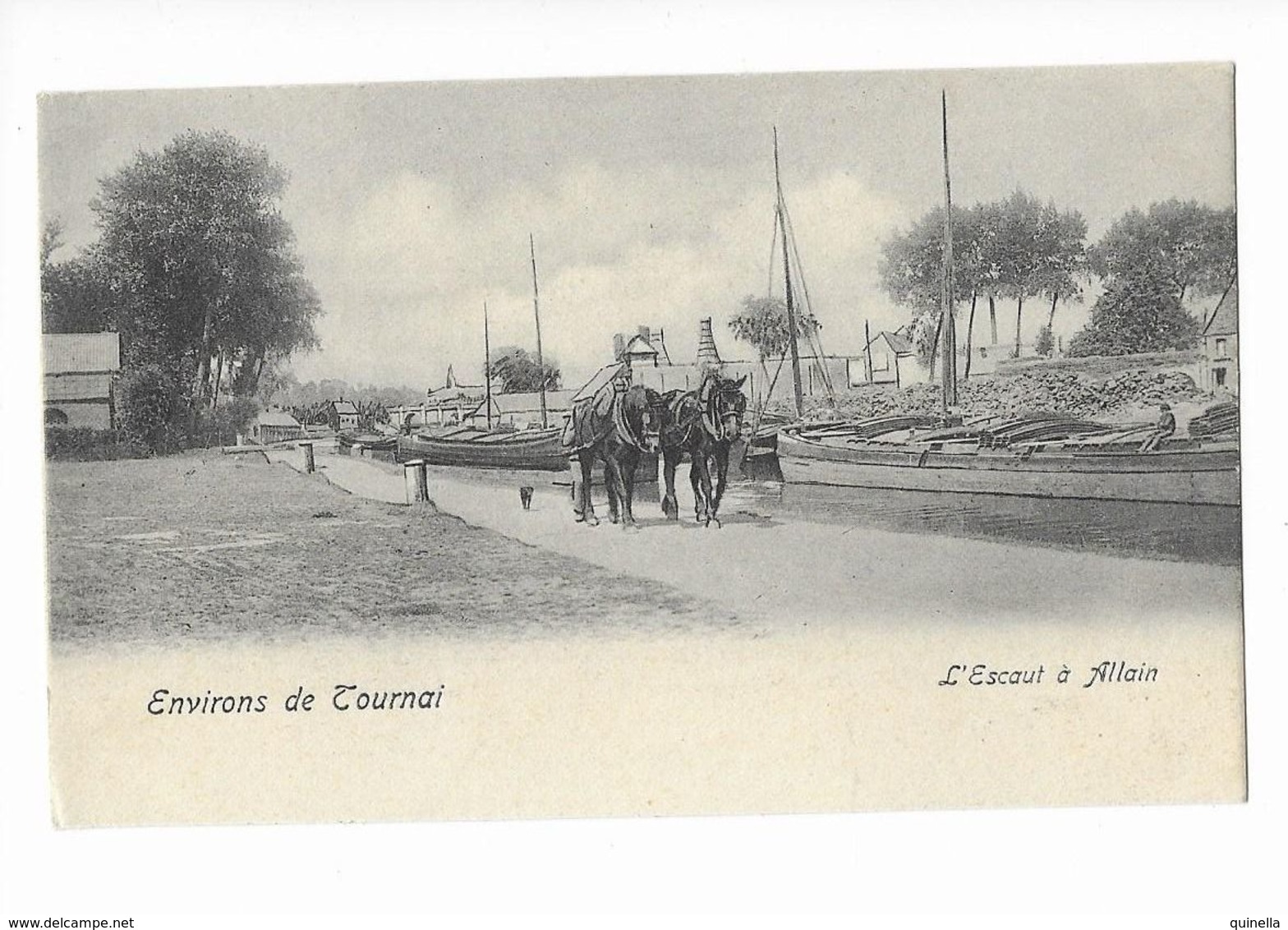 Allain  (Tournai)  ( M 4917 )  Homme Avec Attelage De 2 Chevaux Qui Tir Bateau Top De Top - Doornik