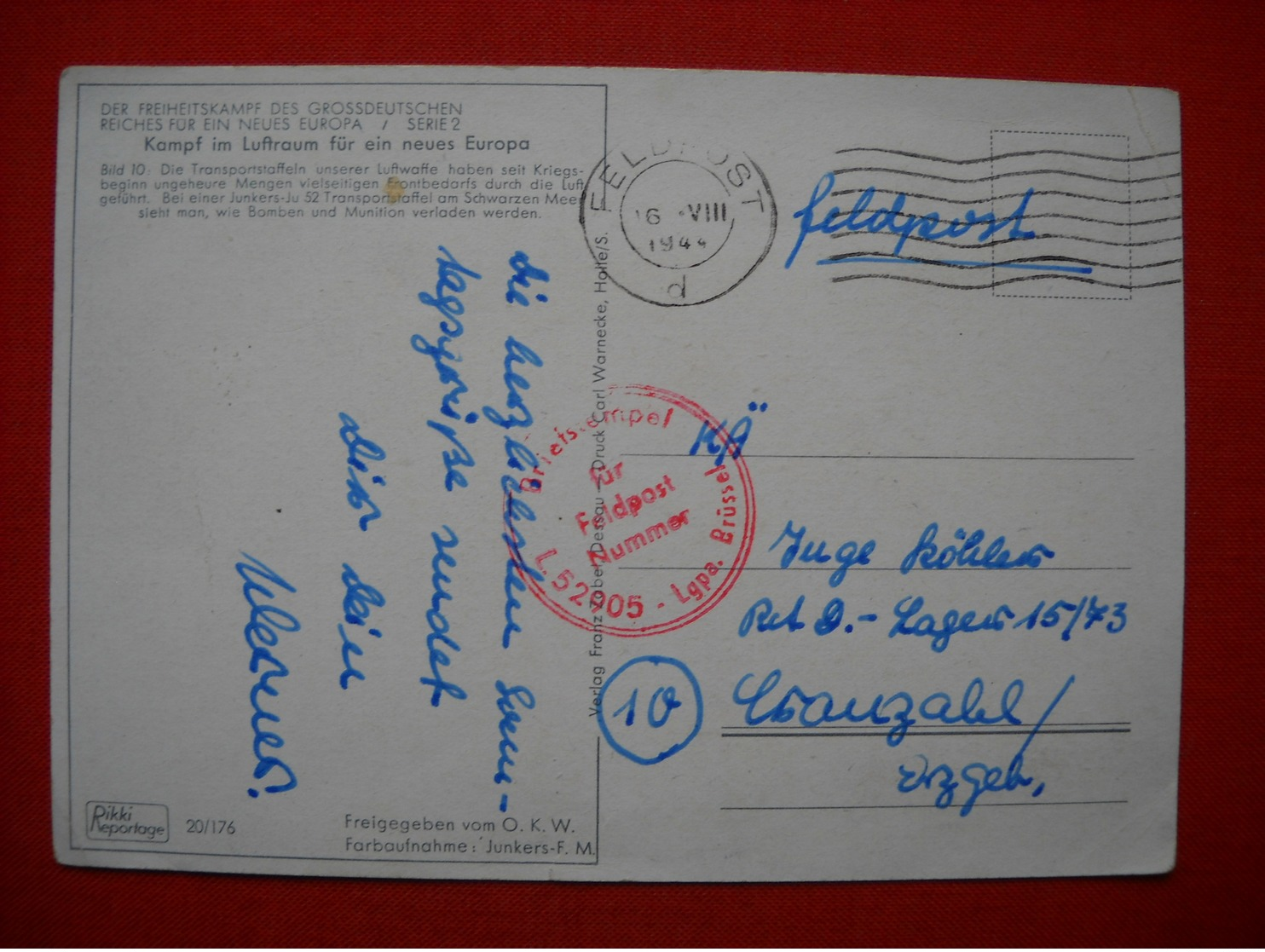 Color-Karte "Kampf Im Luftraum" Per Feldpost Gelaufen 1944 - Briefe U. Dokumente