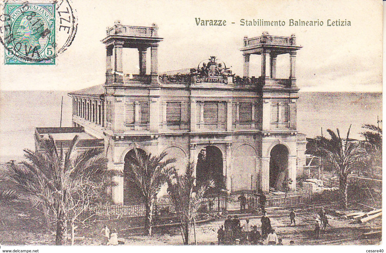 ITALIA - VARAZZE - Stabilimento Balneario Letizia, Animata, Viag. 1911 - Ales-31 - La Spezia