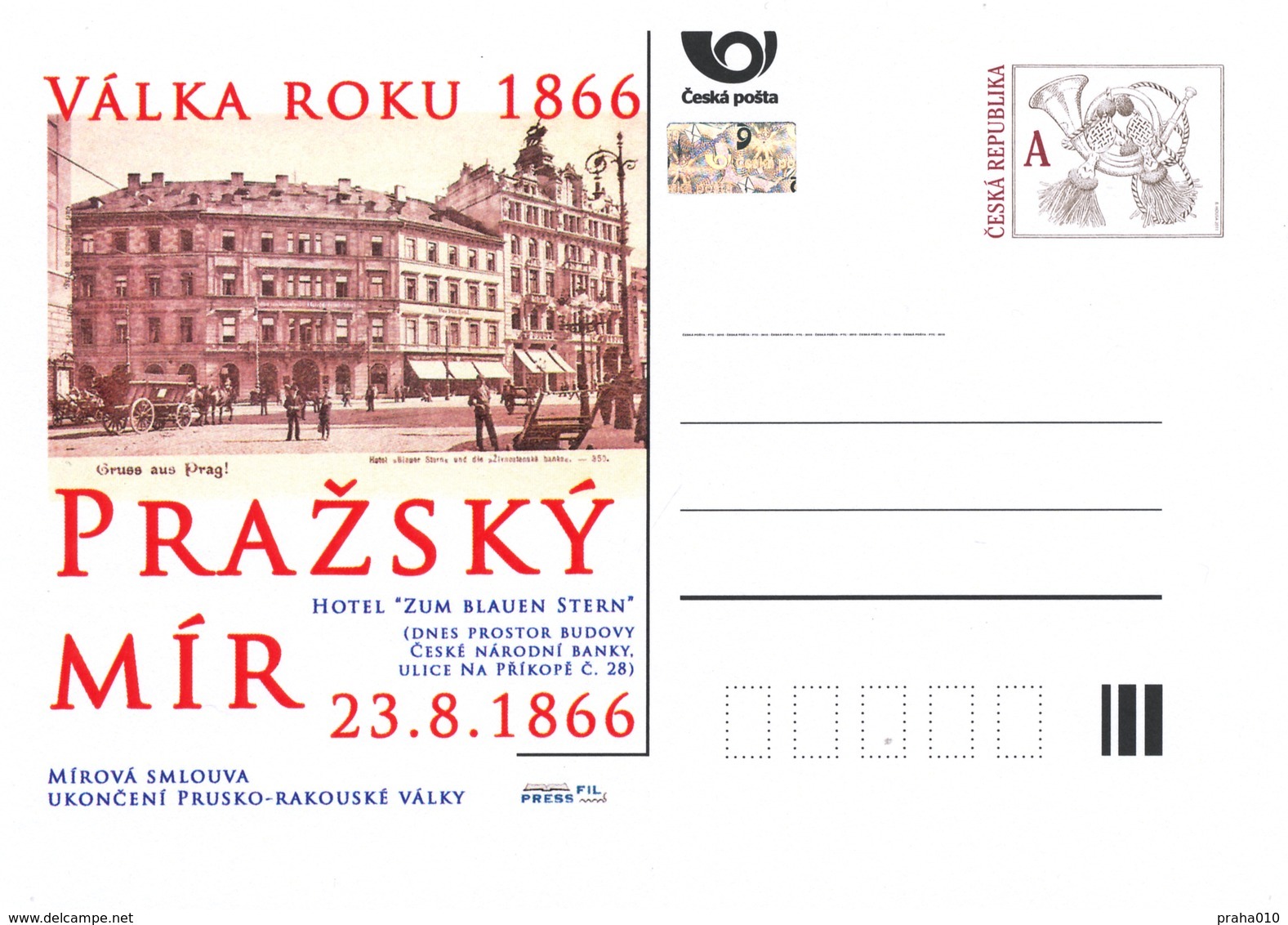 Tchéquie / Cartes Post. (Pre2016/37) Guerre De 1866 - Paix De Prague (Hôtel "à L'étoile Bleue") - Postkoetsen