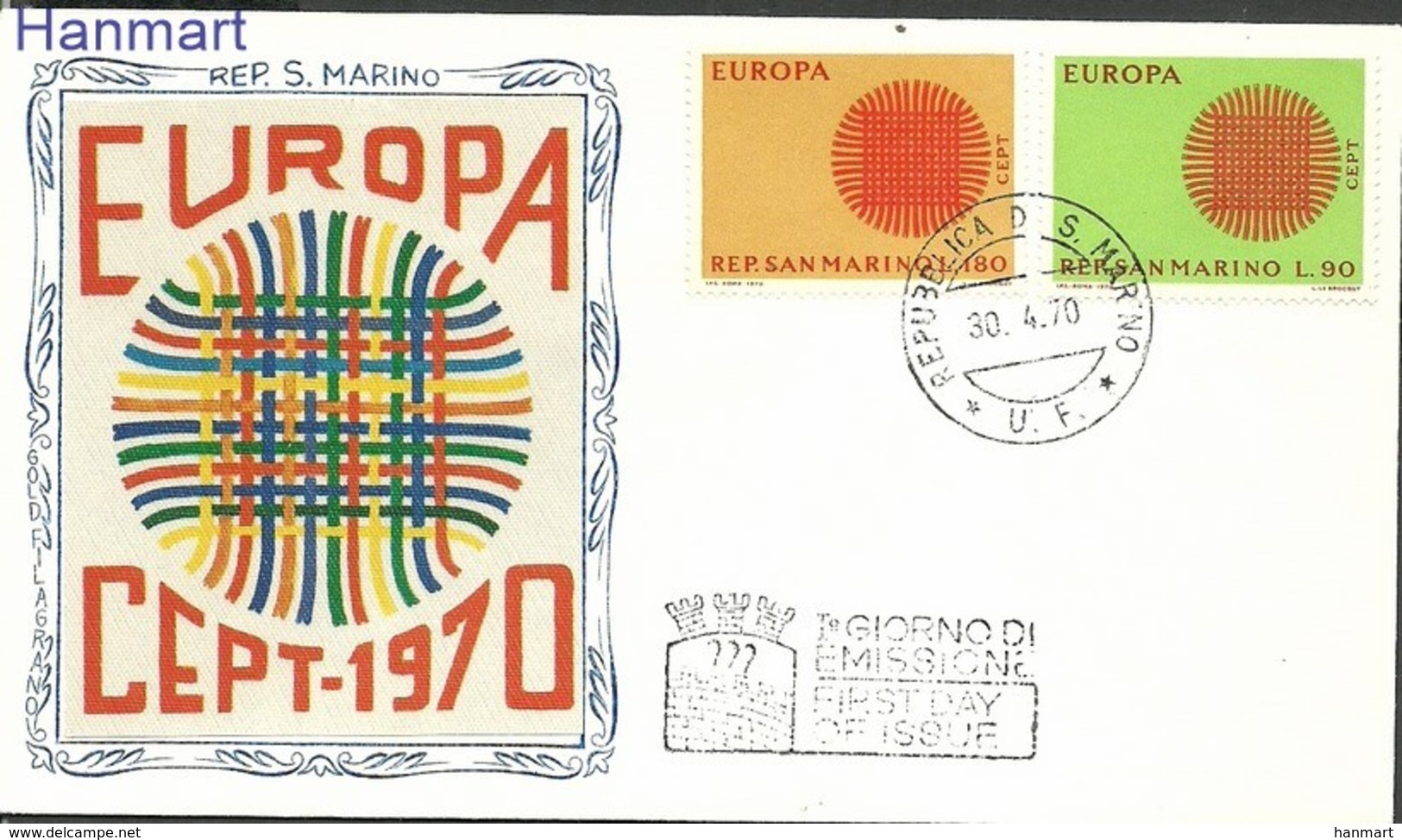 San Marino 1970 Mi 955-956 FDC ( FDC ZE2 SMR955-956 ) - 1970