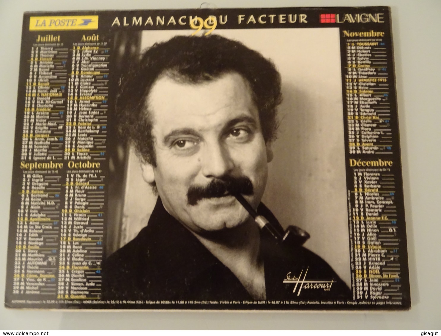 Almanach Du Facteur 1999  Recto   Juliette Greco 1950    Verso   Georges  Brassens  1957 - Tamaño Grande : 1991-00