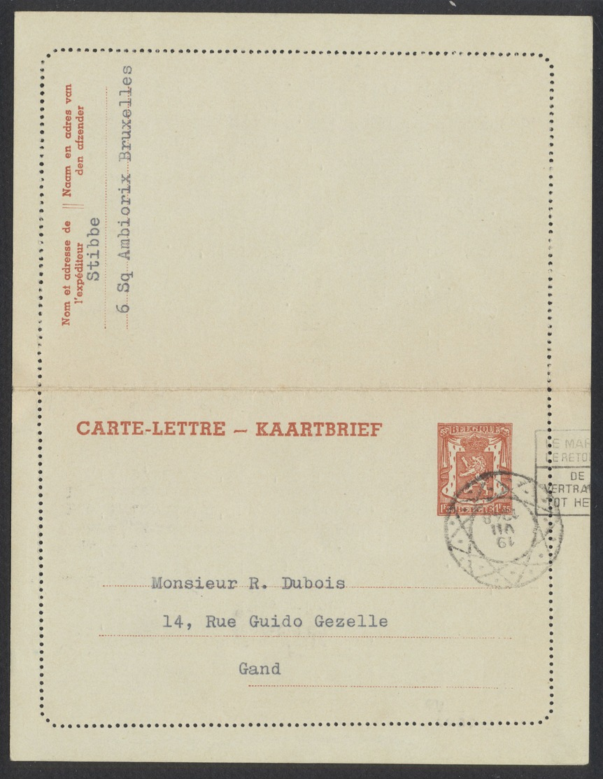 EP Au Type 1F35 Orange Obl De Controle 19/7/48 Vers Gand / Carte-lettre. - Cartes-lettres