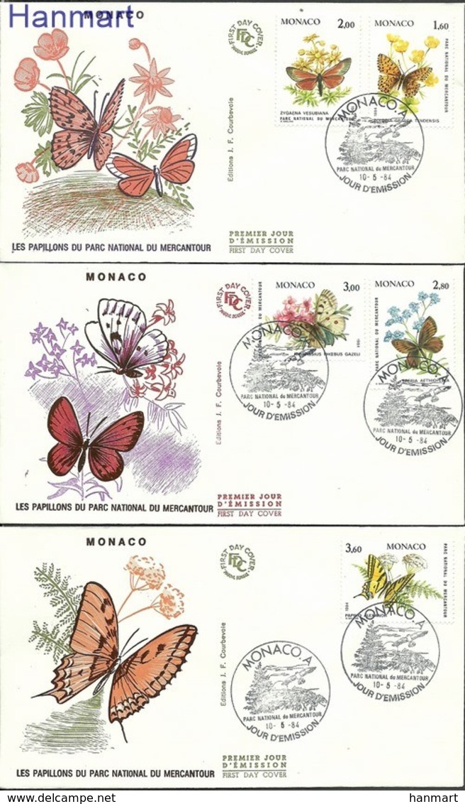 Monaco 1984 Mi 1624-1628 FDC ( FDC ZE1 MNC1624-1628 ) - Butterflies