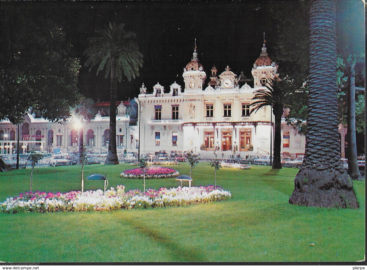 MONTECARLO - CASINO' NOTTURNO - VIAGGIATA 1973 FRANCOBOLLO ASPORTATO - Casino