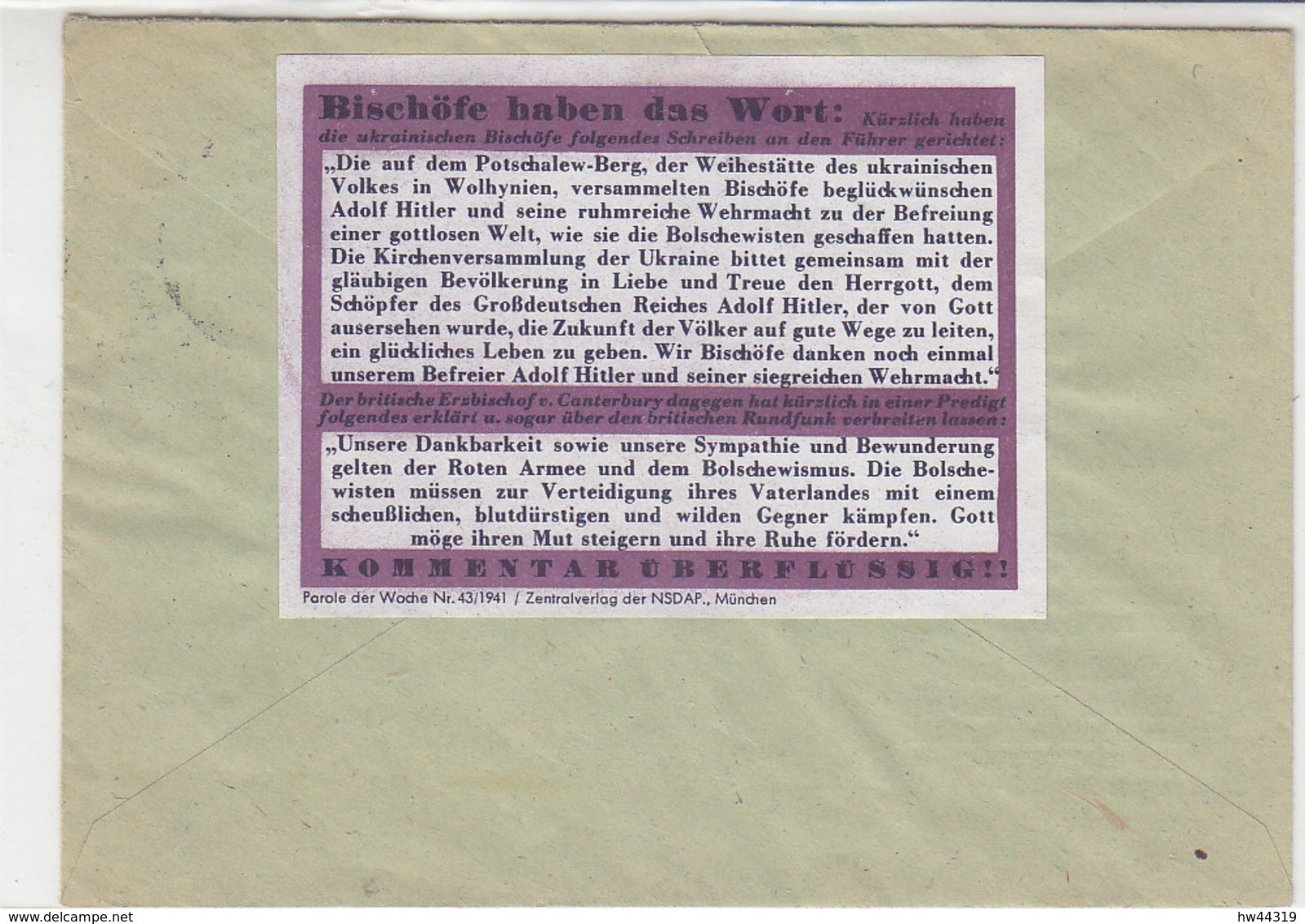 Parole Der Woche No.43/1941  Auf Brief Aus MAGDEBURG 29.10.41 - Briefe U. Dokumente