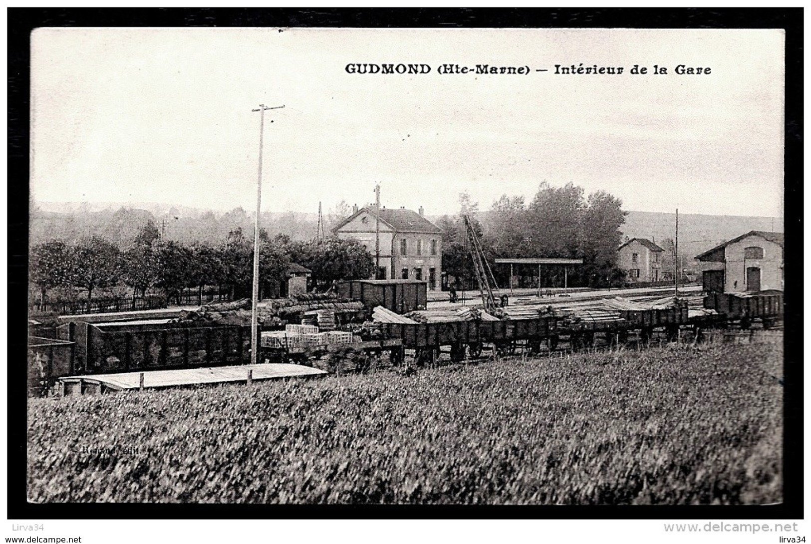 CPA ANCIENNE FRANCE-GUDMOND (52)- INTERIEUR DE LA GARE- WAGONS CHARGÉS DE BOIS- GROS PLAN - Sonstige & Ohne Zuordnung