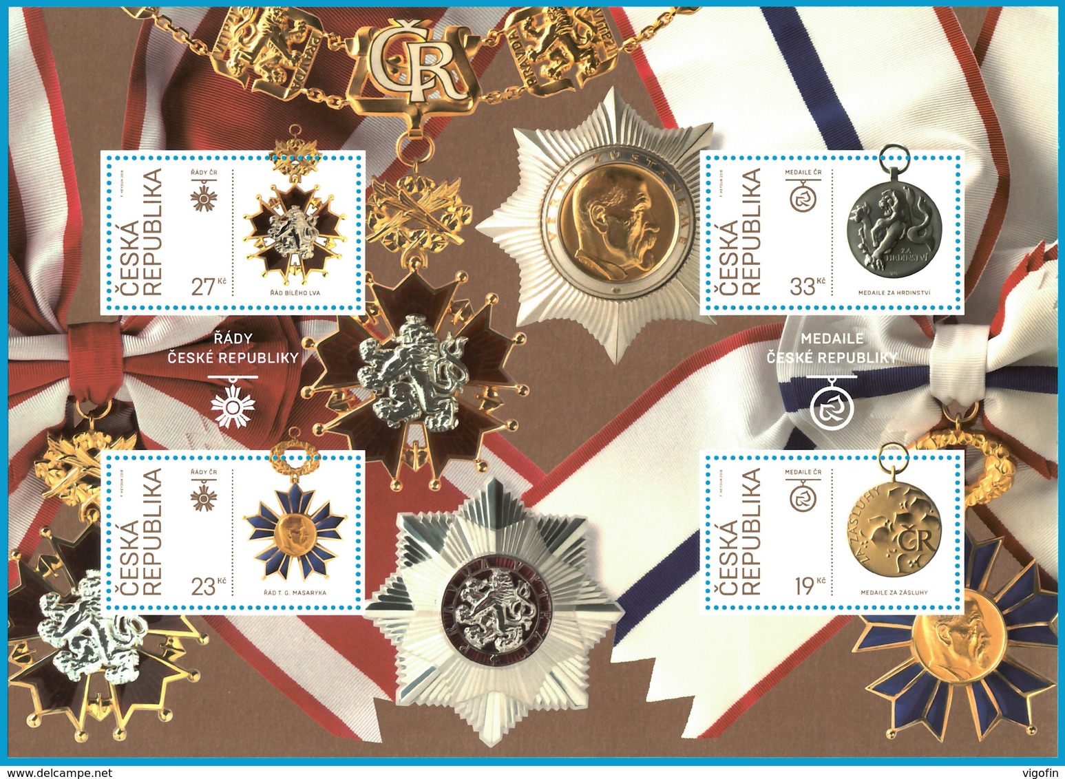 CZ 2018-1001-4 ORDERS AND MEDALS, CZECH, S/S, MNH - Blocks & Sheetlets