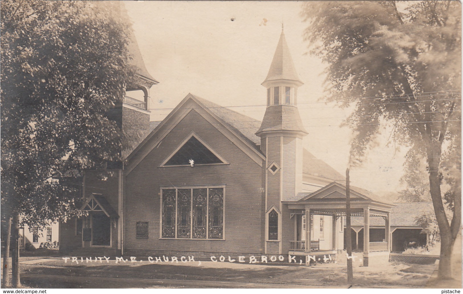 B&W RPPC - Real Photo Véritable 1920 - Colebrook New Hampshire - Trinity Church - Dos Simple Back - Written - 2 Scans - Other & Unclassified