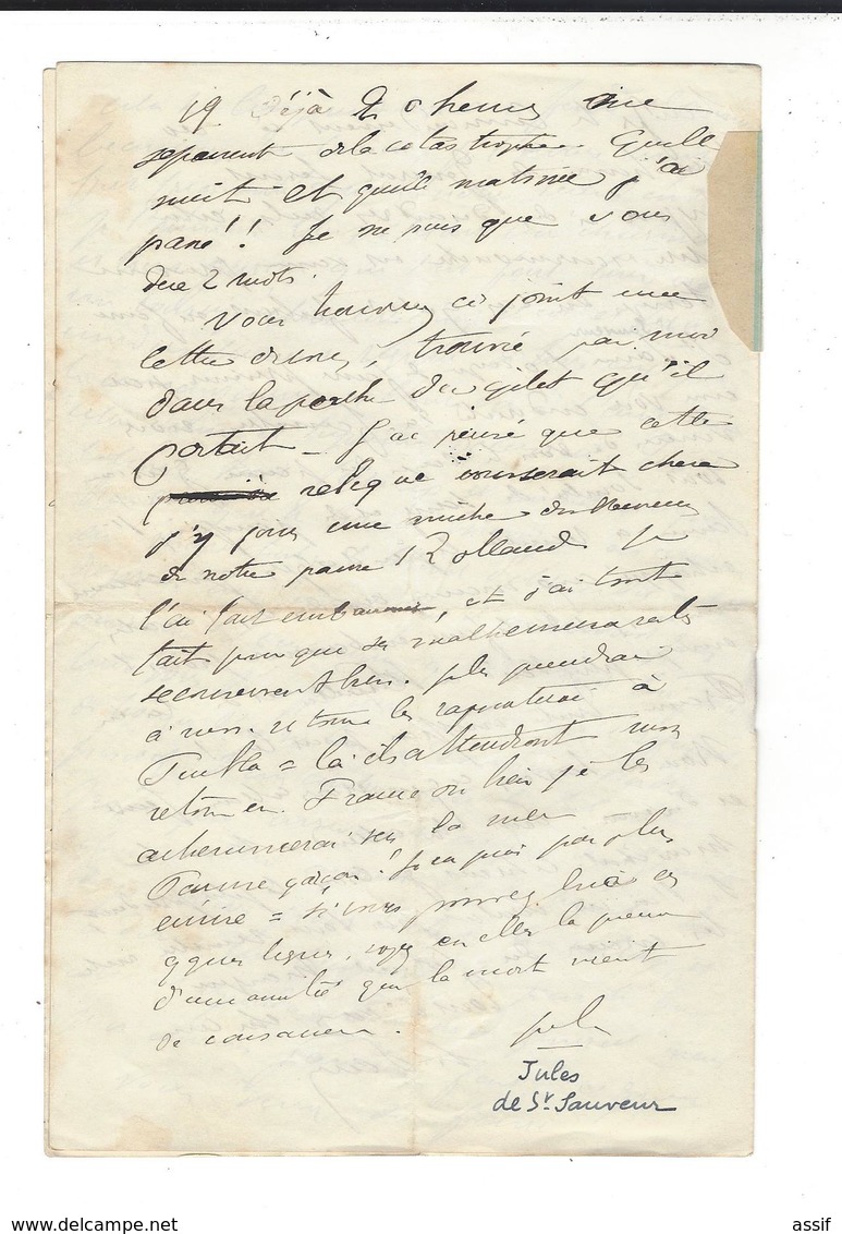 MEXIQUE MEXICO Dossier  Roland du Luart 5 è Hussards  Autographe 1864 + 2 lettres récit combat Etla 20 p.( 3 è Zouaves )