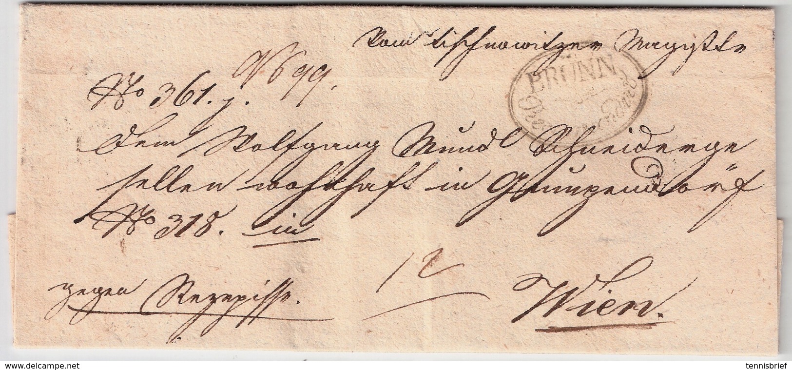 1834, " Brünn " ,seltener Reko-Stp.  , #a1901 - ...-1850 Préphilatélie