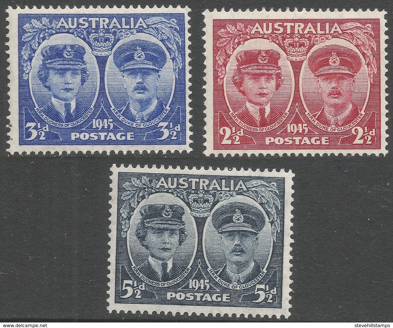 Australia. 1945 Arrival Of Duke And Dutchess Of Gloucester In Australia. MH Complete Set. SG209-211 - Used Stamps