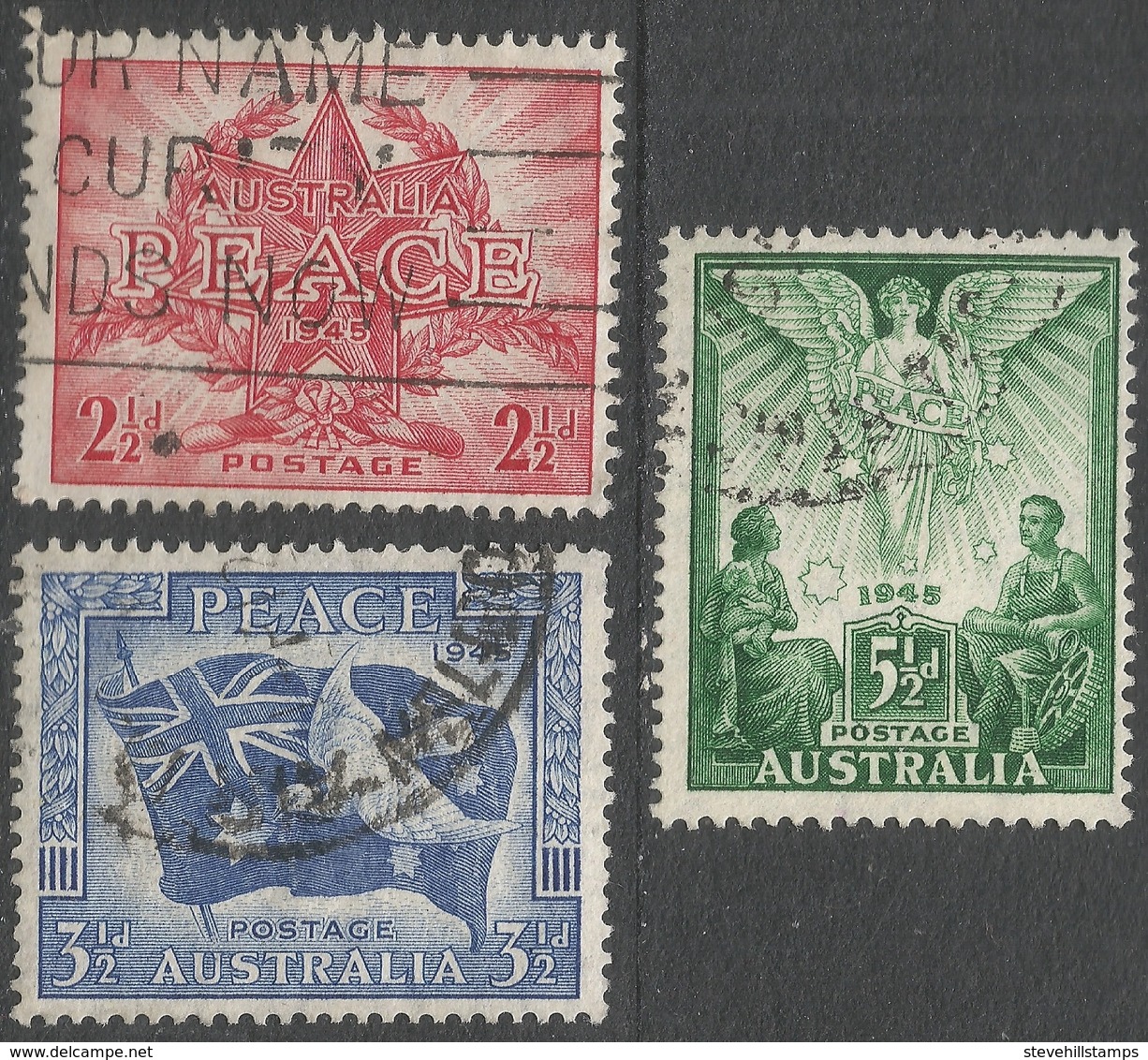 Australia. 1946 Victory Commemoration. Used Complete Set. SG213-215 - Used Stamps