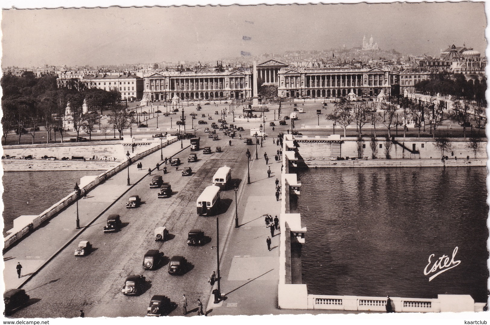 Paris: OLDTIMER VOITURES, CITROËN, RENAULT, PEUGEOT Etc. - Le Pont Et La Place De La Concorde - (1951) - Voitures De Tourisme