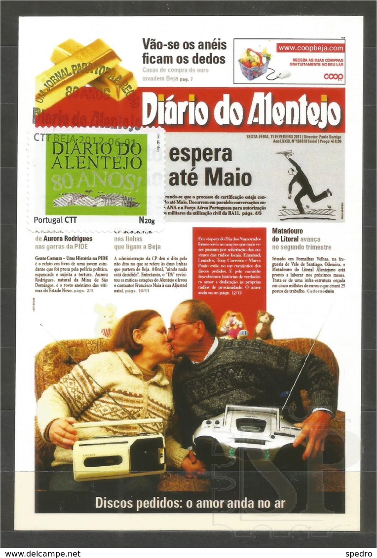 Portugal Postal Máximo Diário Do Alentejo Beja Imprensa Jornal Presse Journal Press Newspaper Periódico Maxicard Maximum - Cartes-maximum (CM)