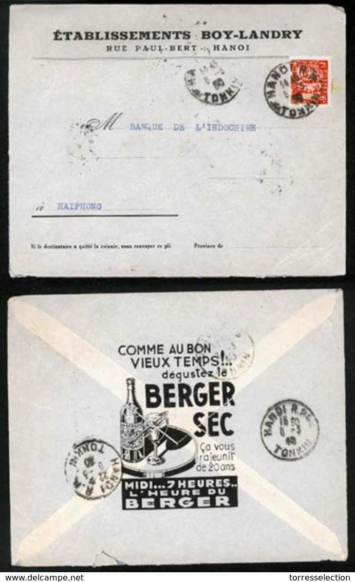 INDOCHINA. 1940. Hanoi To Haiphong. Advertising Envelope. - Asia (Other)