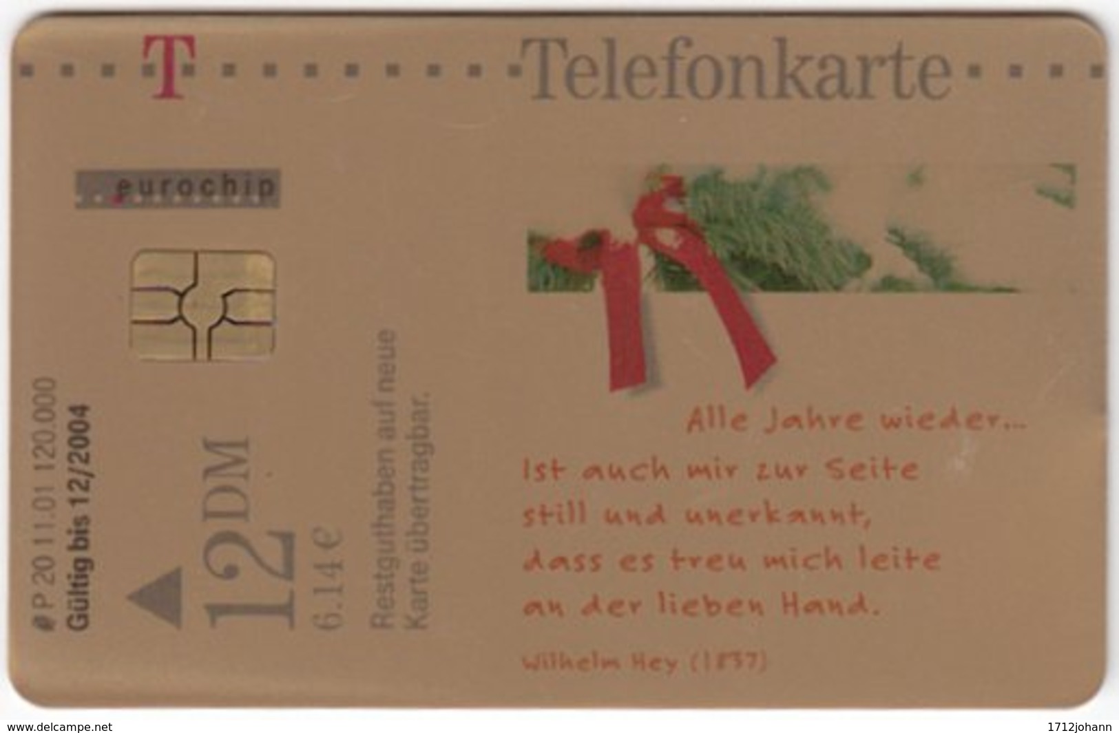 GERMANY P-Serie B-293 - 20 11.01 (3111) - Occasion, Christmas - Used - P & PD-Series: Schalterkarten Der Dt. Telekom