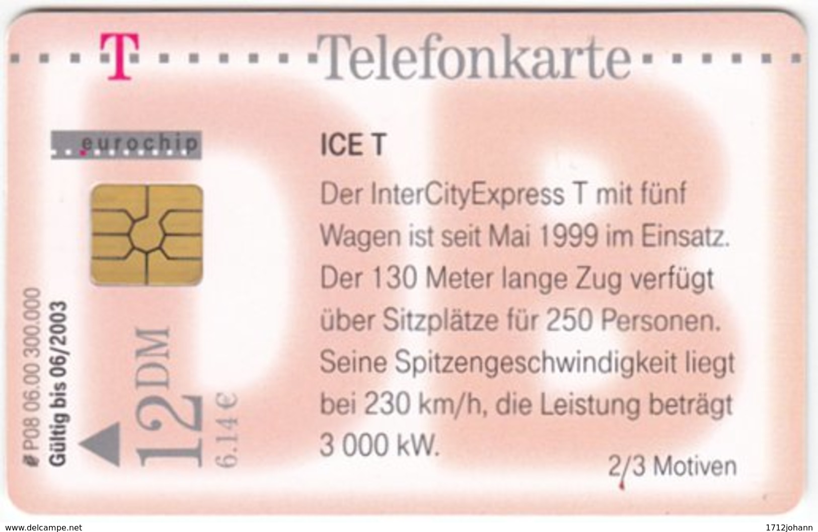 GERMANY P-Serie B-314 - 08 06.00 (3005) - Traffic, Train - Used - P & PD-Series: Schalterkarten Der Dt. Telekom