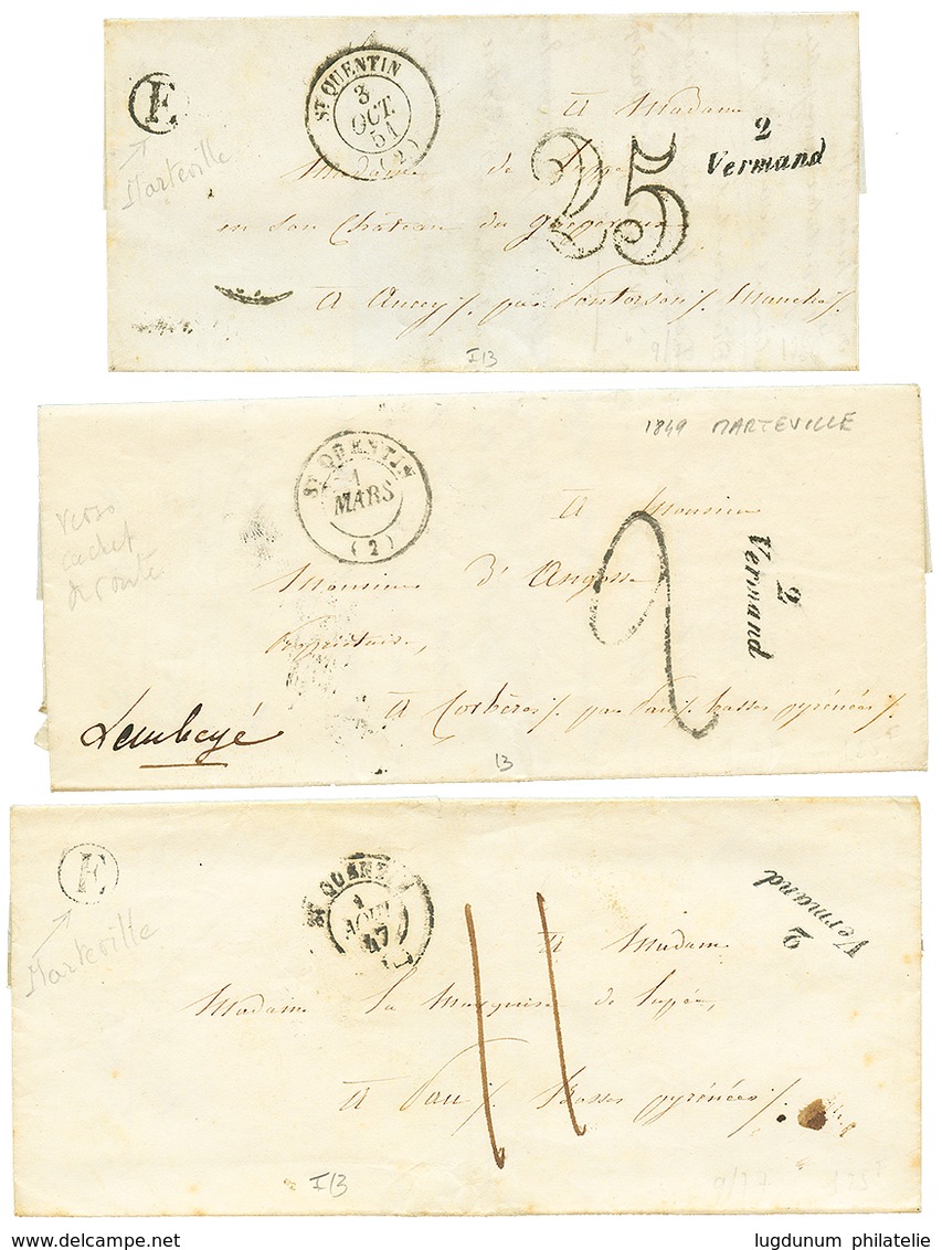 3 Lettres Avec Cursive 2 VERMAND + Boite Rurale E Avec Texte De "MARTEVILLE". TTB. - Other & Unclassified