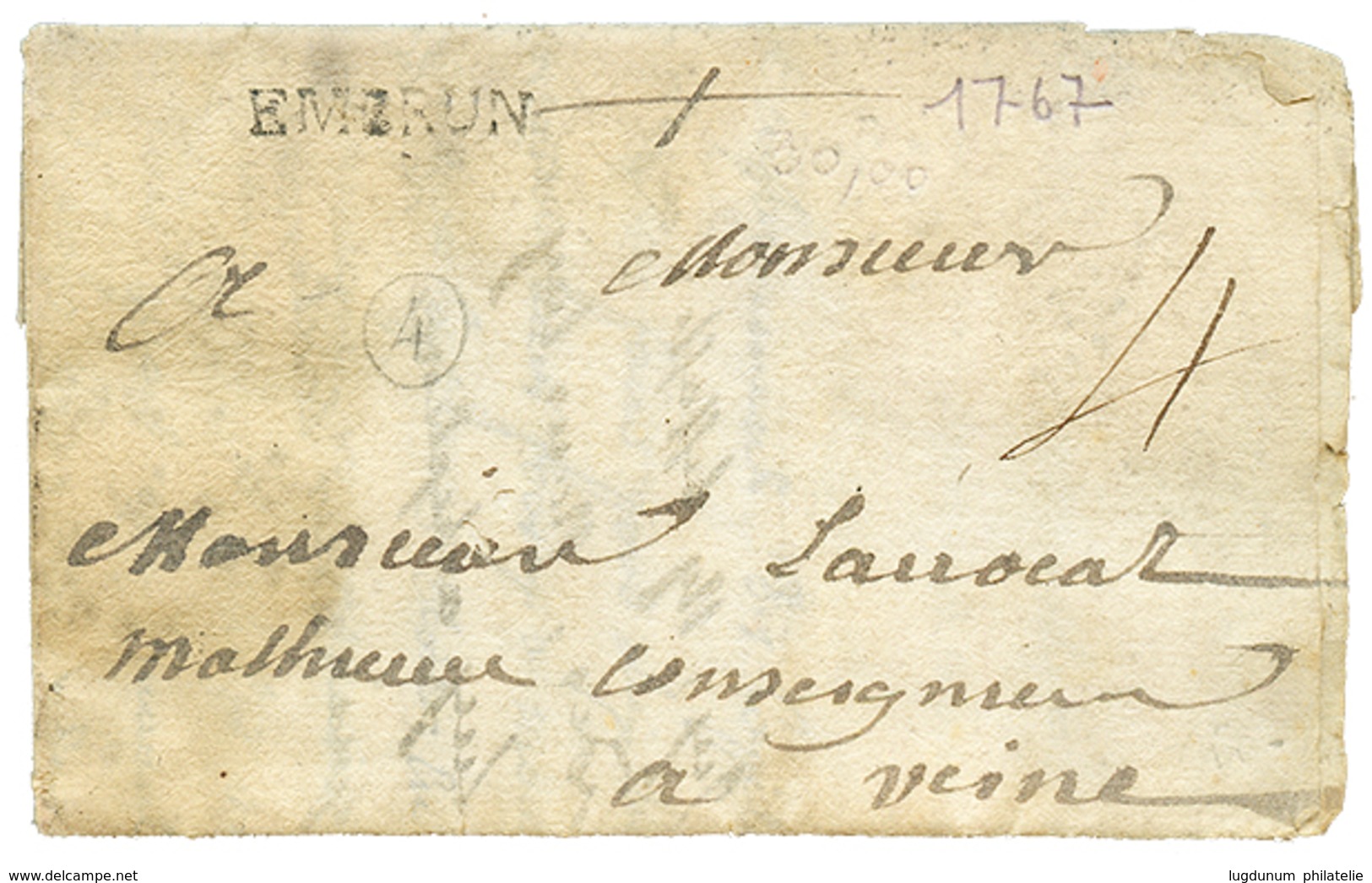 1767 EMBRUN (Lenain N°2) Avec Texte Daté "CHATEAUROUA". TB. - Other & Unclassified