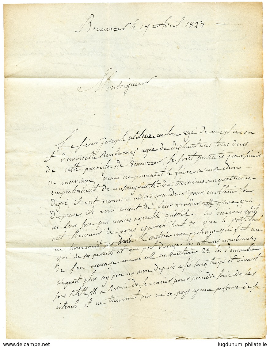 1823 Double Cursive 5 COLMARS / DIGNE Avec Texte Daté " BEAUVEZE". TTB. - Autres & Non Classés