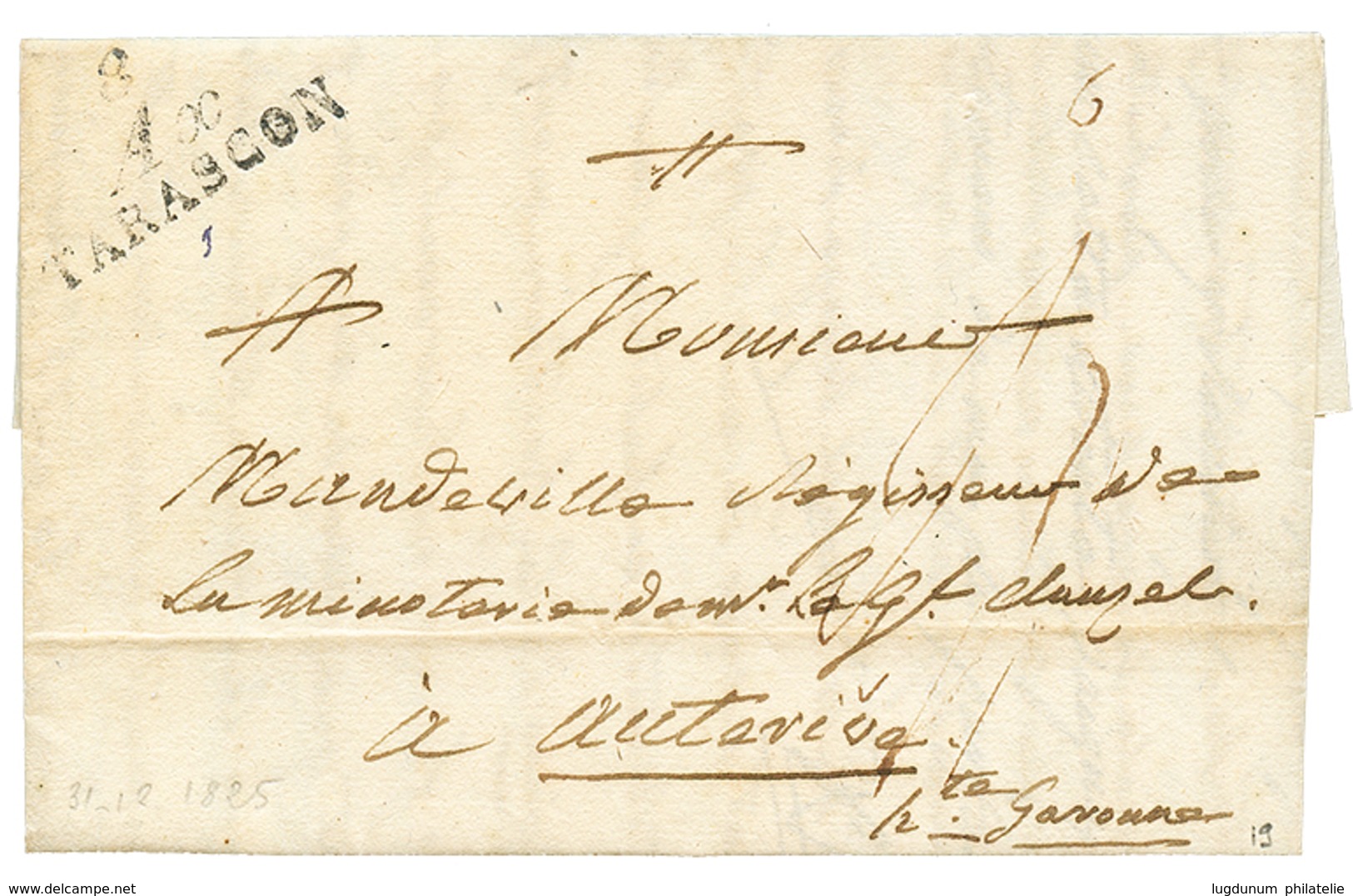 ARIEGE : 1825 Double Cursive 8 AX/ TARASCON. Indice 19. TB. - Altri & Non Classificati