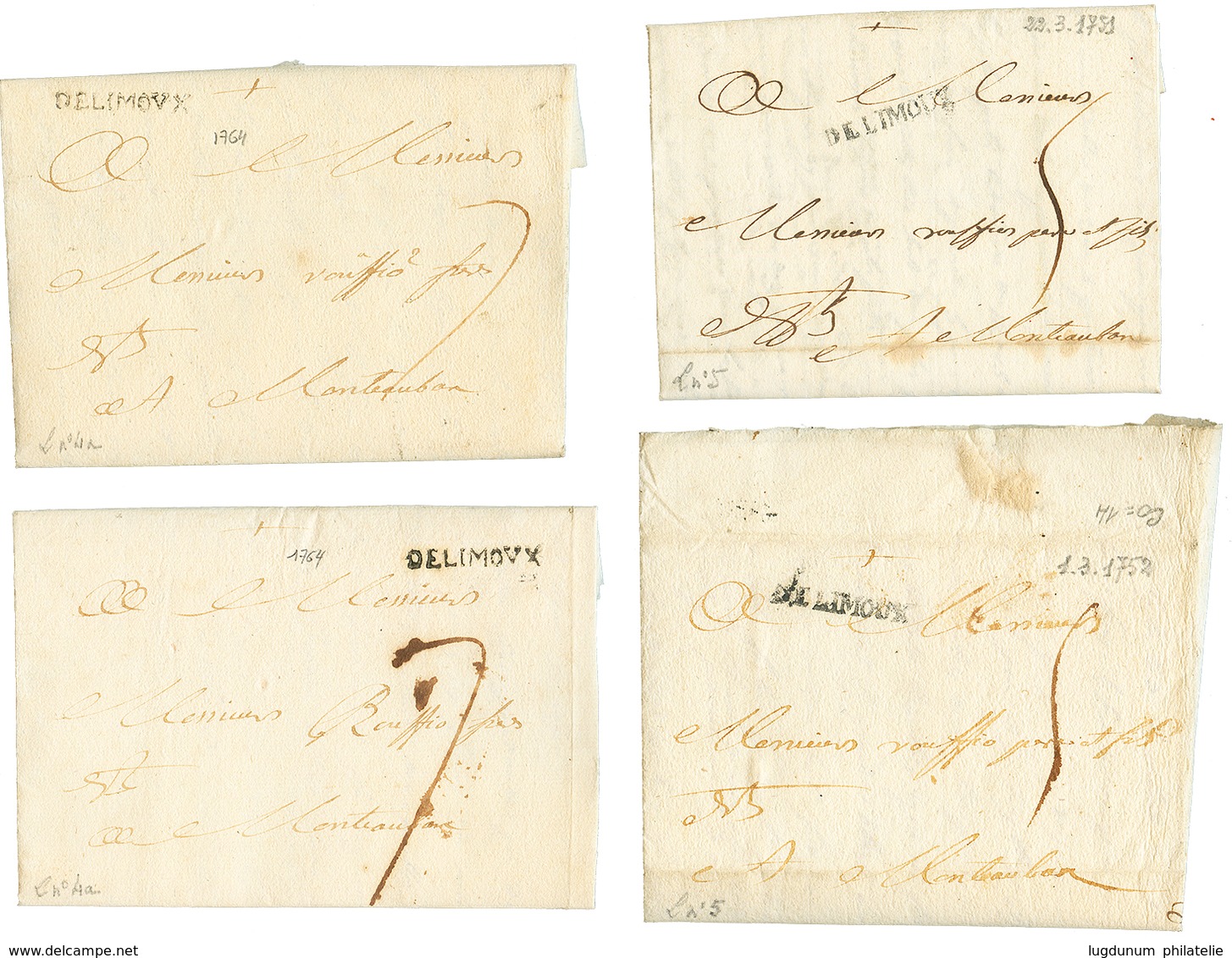 LIMOUX - Lot De 4 Lettres Lenain N°4a(x2) Et N°5(x2). TTB. - Sonstige & Ohne Zuordnung