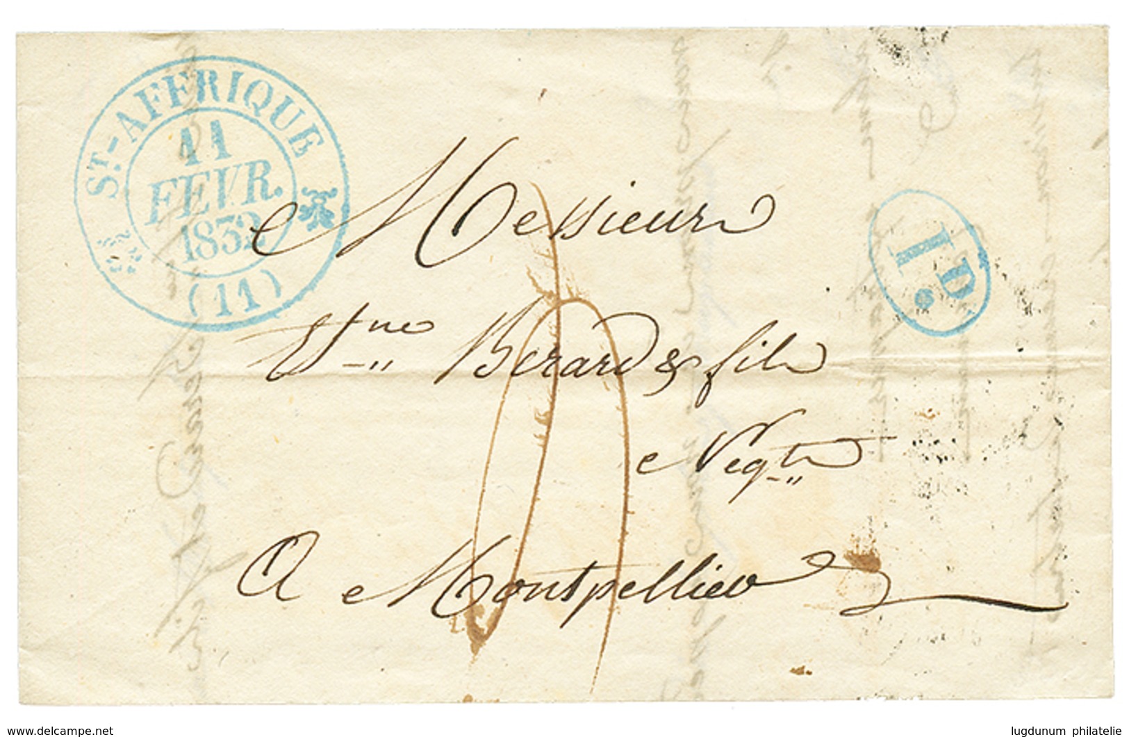 1832 T.12 ST AFFRIQUE En Bleu + Décime Rural Id En Bleu. Magnifique. - Other & Unclassified