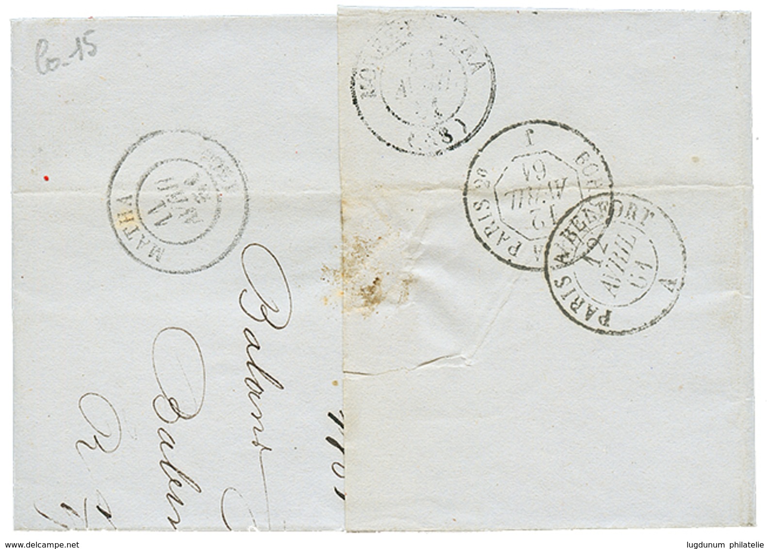 1861 20c(n°14) Bord De Feuille Obl. PC + T.22 BEAUVAIS-S-MATHA Sur Lettre Avec Texte. TB. - Autres & Non Classés