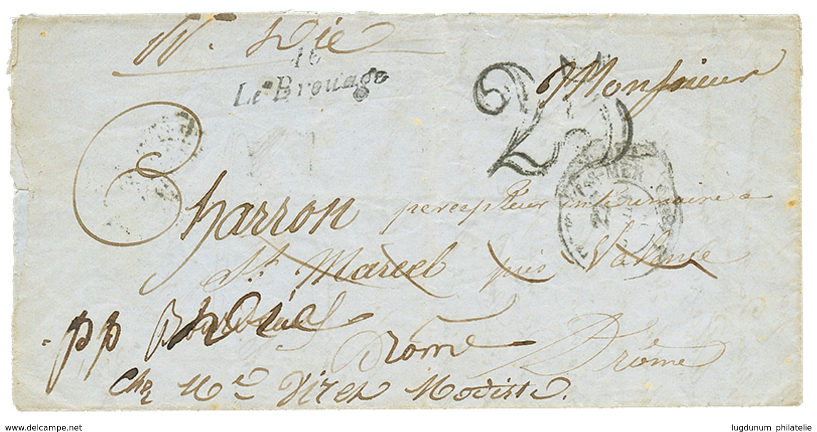 1851 Cursive 16 LE BROUAGE + Taxe 25 D.T. TB. - Autres & Non Classés