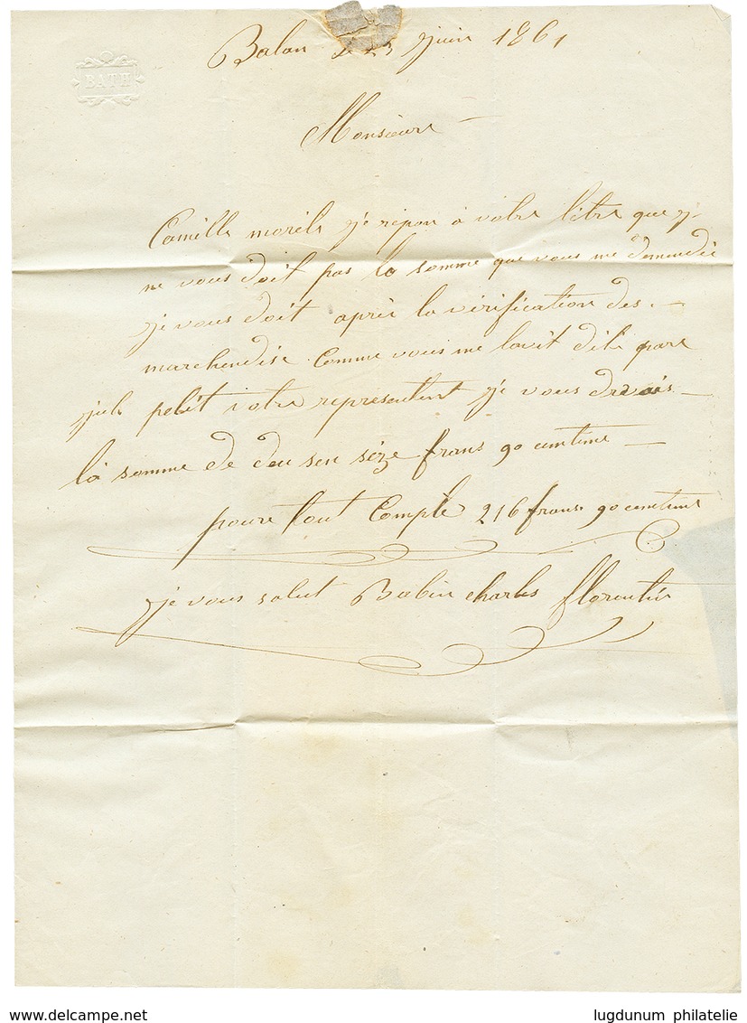 1861 20c(n°14) Obl. PC 4098 + T.22 SIECQ + "C= BALLAN" Sur Lettre Pour MOREZ. TB. - Autres & Non Classés