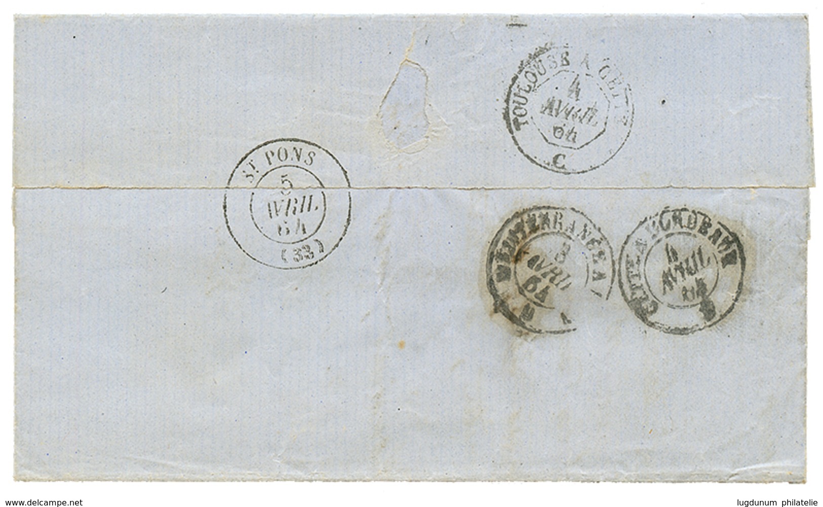 "PETIT Chiffre Du GROS Chiffre D' AJACCIO" : 1864 20c(n°22) Obl. PC Du GC 45 + T.15 AJACCIO. Cote 240. TB. - Other & Unclassified