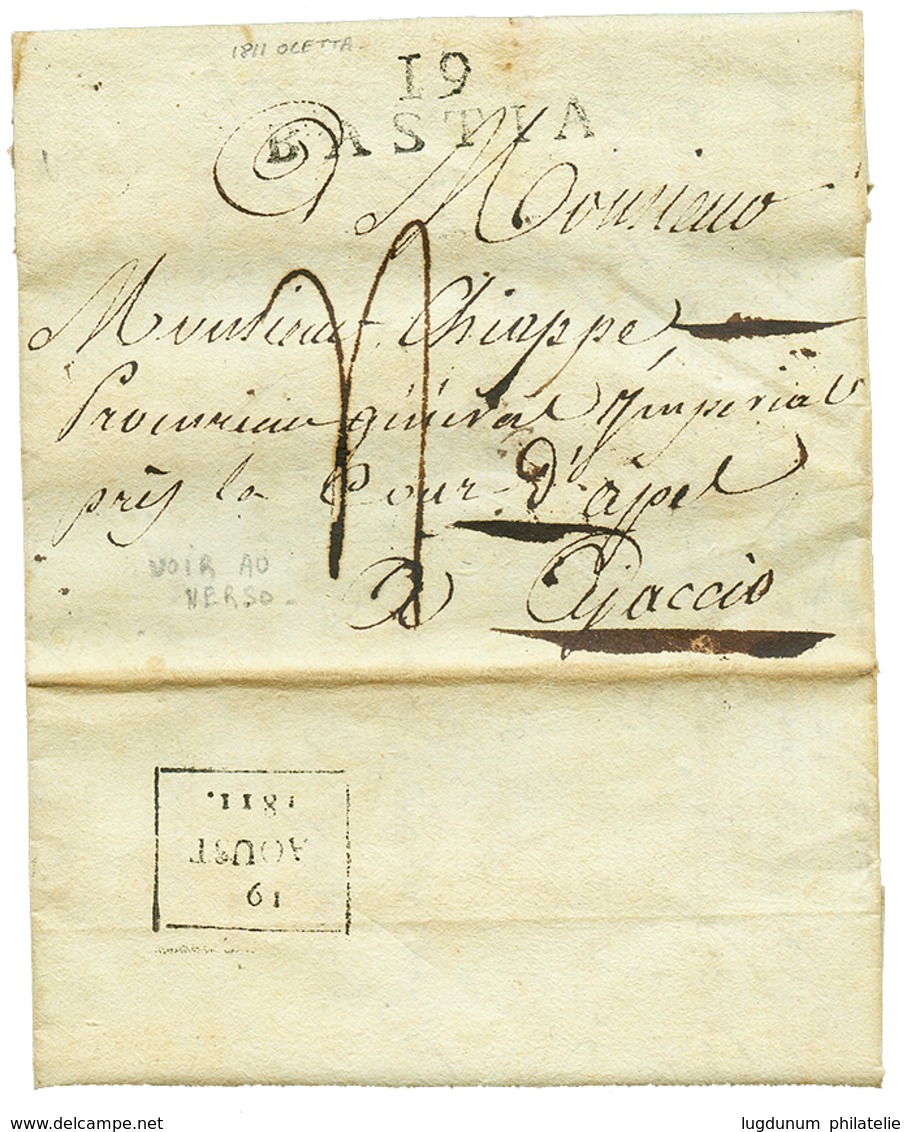 "OLETTA" : 1811 19 BASTIA Sur Lettre Avec Texte Daté "OLETTA" Pour AJACCIO Avec Cachet D' Arrivée De Type Spécial Encadr - Other & Unclassified