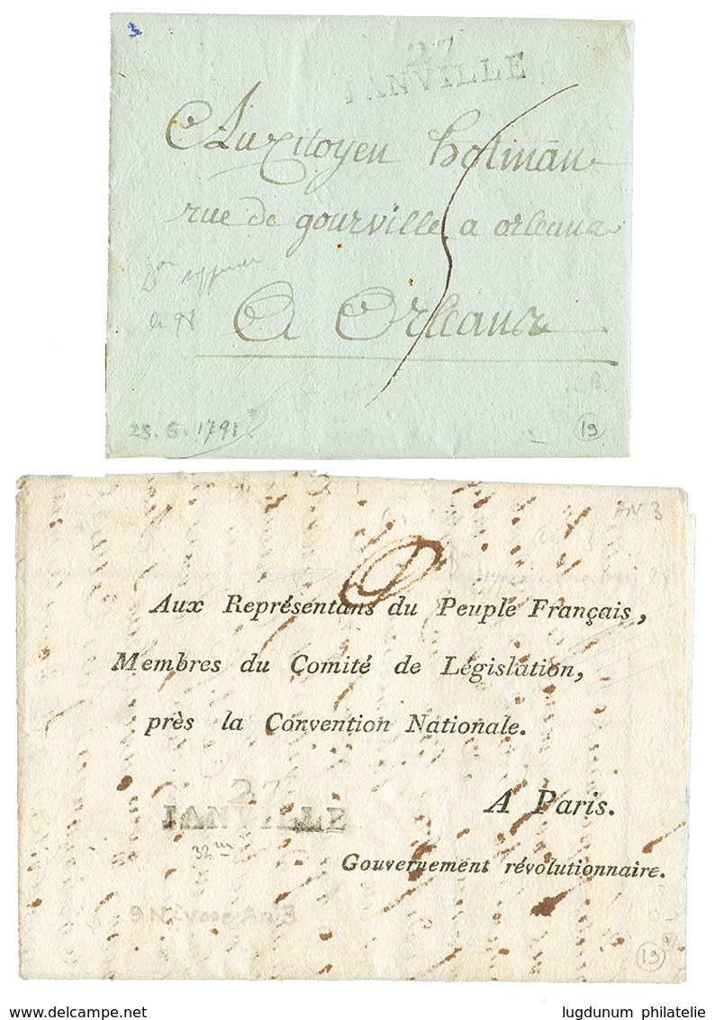 2 Lettres : An 3 27 JANVILLE Et 1791 27 JANVILLE. TB. - Autres & Non Classés
