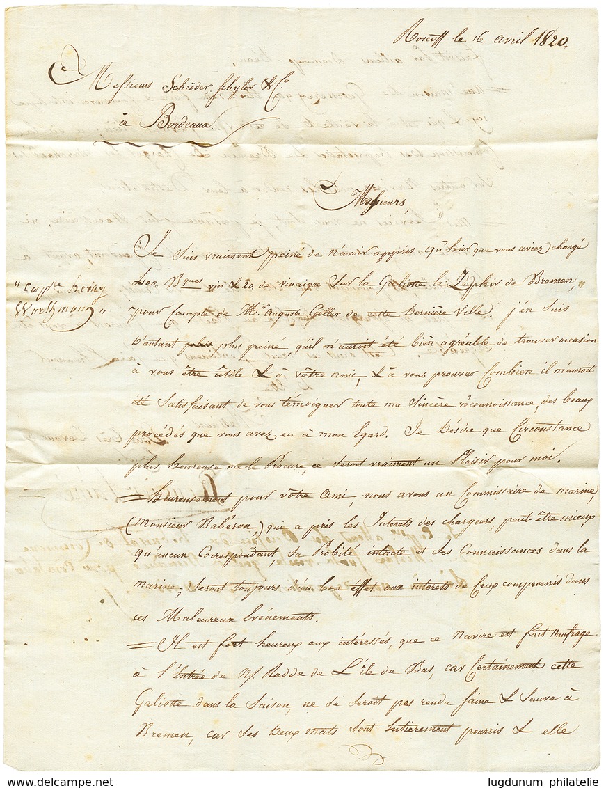 1820 Double Cursive 28 ROSCOFF/ ST POL DE LEON Sur Lettre Avec Texte. TTB. - Sonstige & Ohne Zuordnung