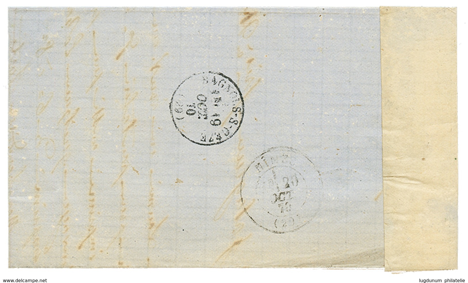 1870 20c(n°29) Obl. GC 6044 + T.24 LAUDUN Sur Lettre (tâches Blanches). RARE. Cote 500€. B/TB. - Otros & Sin Clasificación