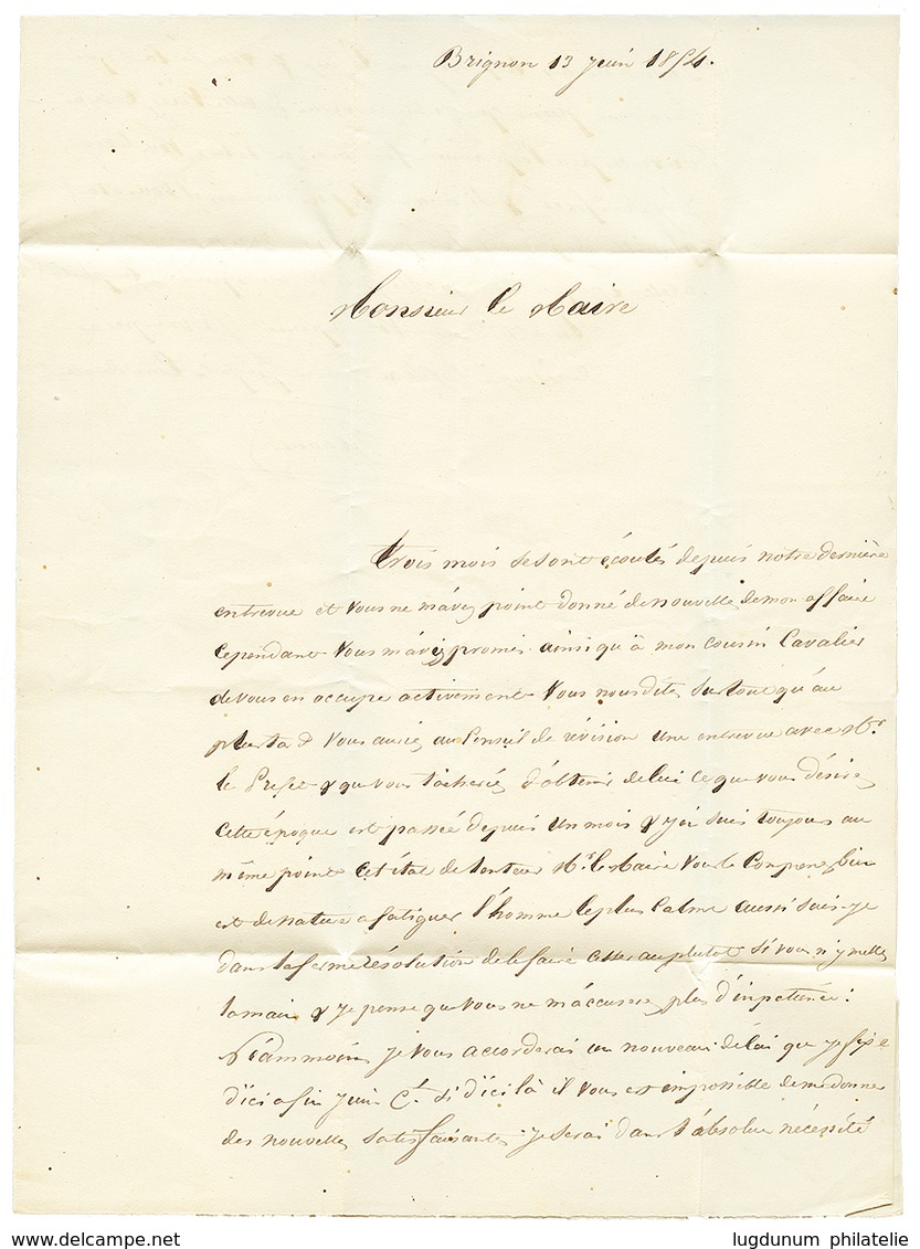 1854 Cursive 29 VEZENOBRES + Taxe 25 D.T + C="BRIGNON" Sur Lettre Avec Texte. Superbe. - Andere & Zonder Classificatie