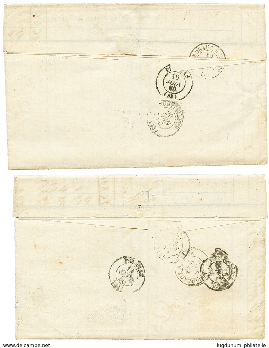 2 Lettres Avec N°14 Ou N°14(x2) Obl. PC 2391 + T.22 PAULHAN + Boite Rurale A = "ADISSAN". TTB. - Autres & Non Classés