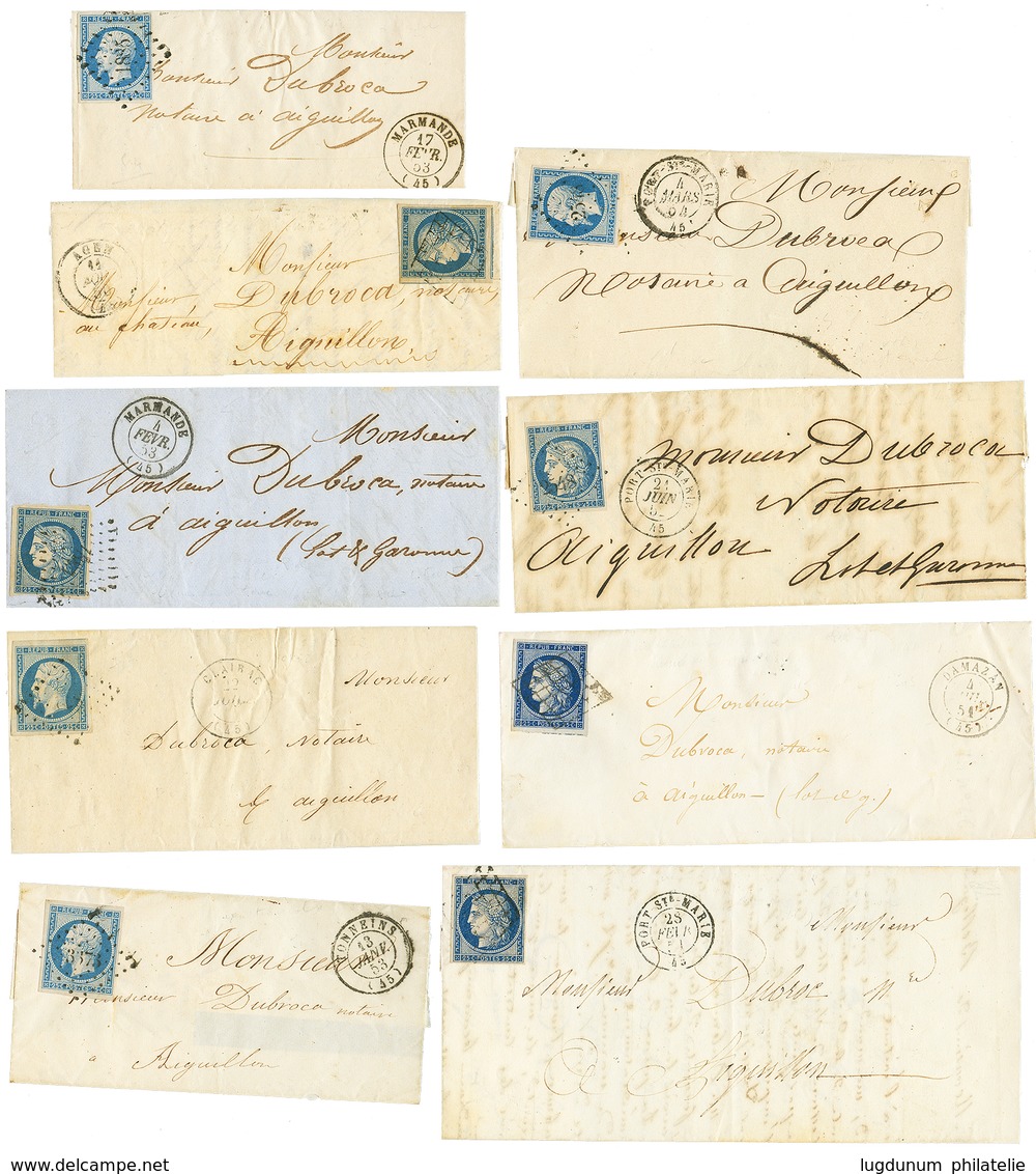 LOT ET GARONNE - 9 Lettres : Lot De 5 Lettres Avec 25c CERES (n°4) + 4 Lettres Avec 25c REPUBLIQUE (n°10). Nombreux Bure - Autres & Non Classés