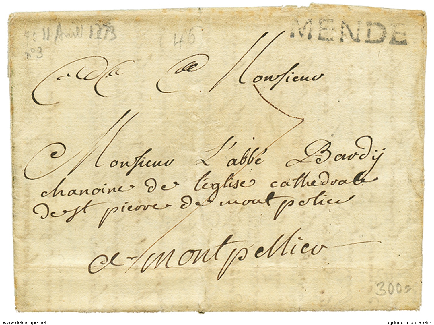1779 MENDE (tLenain N°3) Avec Texte Daté "ST JULIEN DU TOURNEL". Cote 340€. TTB. - Otros & Sin Clasificación