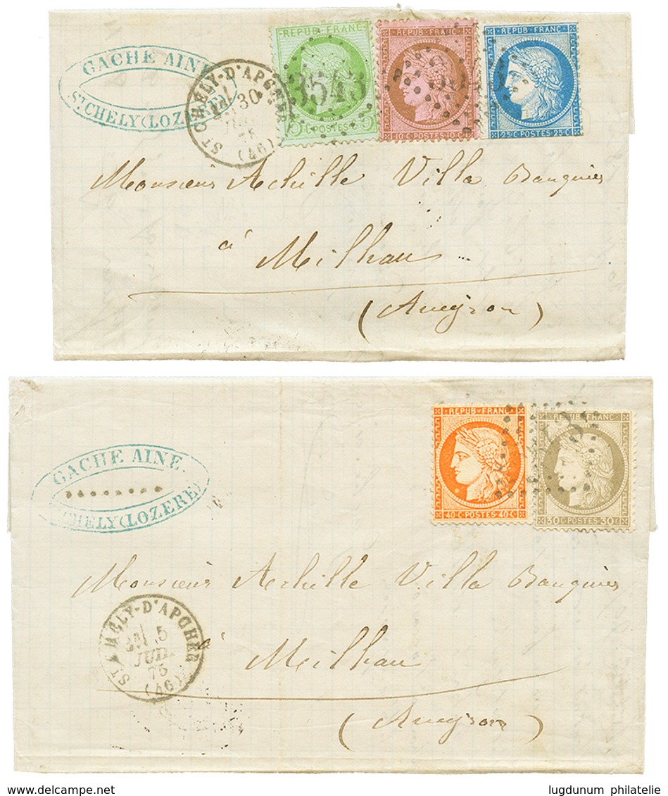 2 Lettres ST CHELY-D' APCHER : 1875 CERES 5c+ 10c+ 25c GC 3543 Et 1875 CERES 30c+ 40c SIEGE GC 3543. TB. - Otros & Sin Clasificación