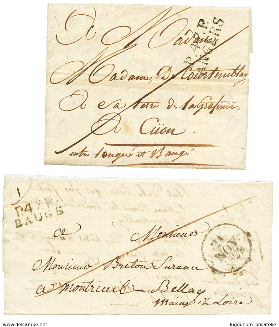 2 Lettres : 1829 P.47.P BAUGE Et 1826 P.47.P ANGERS. Superbe. - Autres & Non Classés