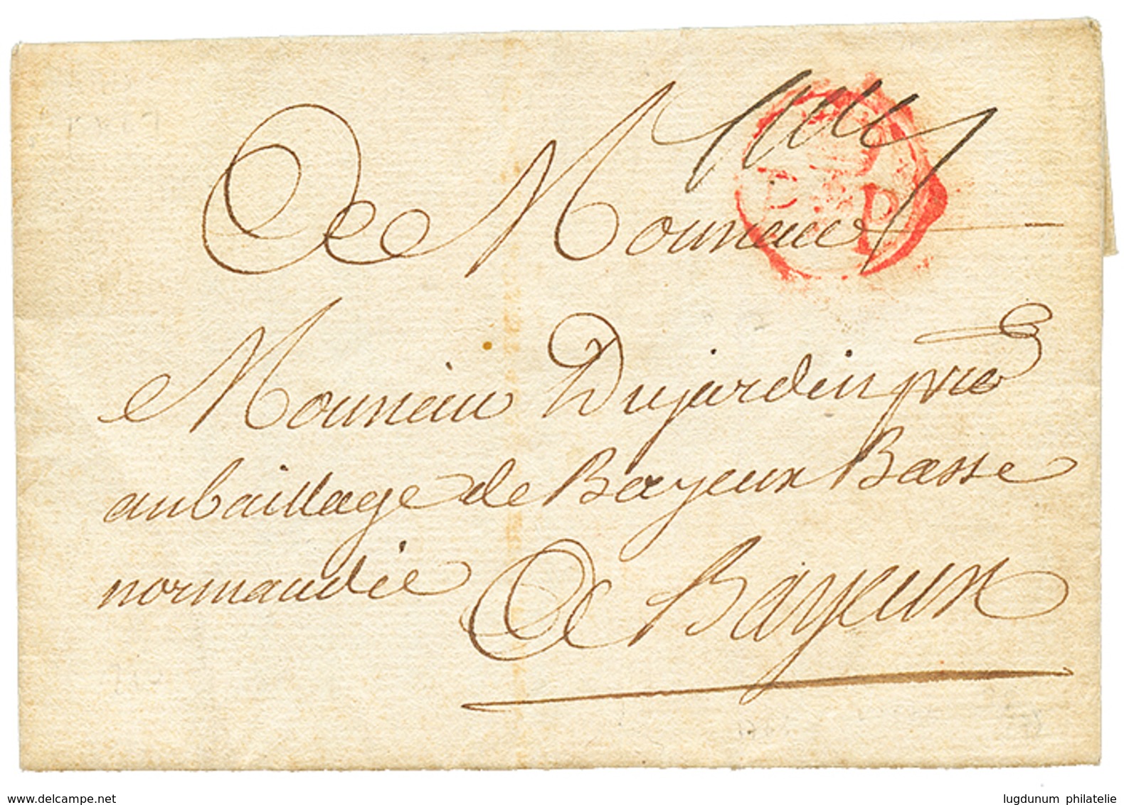 1763 P.P Orné Rouge De PARIS Sur Lettre Pour BAYEUX. Rare Dans Cette Qualité. TTB. - Sonstige & Ohne Zuordnung